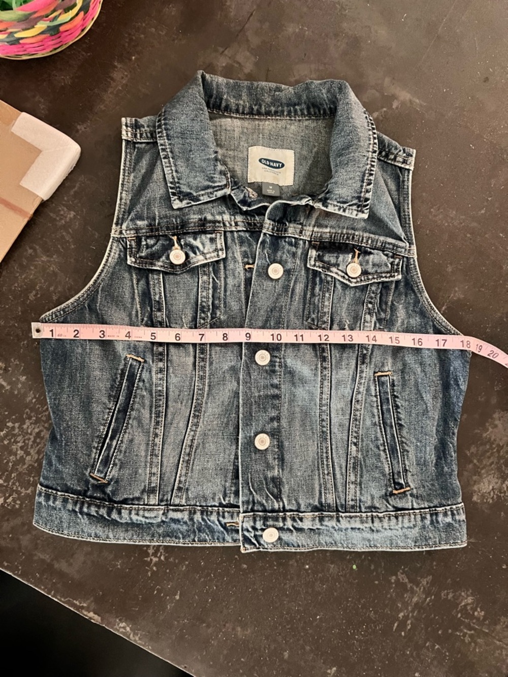 Old Navy Women’s Classic Blue Denim cropped Vest - Picture 6 of 6